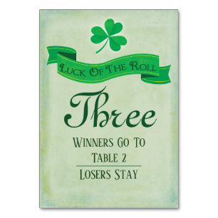 Bunco Table Three March Saint Patricks Number
