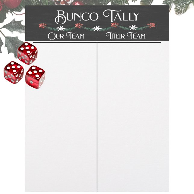 Bunco Tally Sheet - Winter Christmas Holiday (Bunco Christmas Holiday Tally Sheet for your next girls night out Bunco event. )