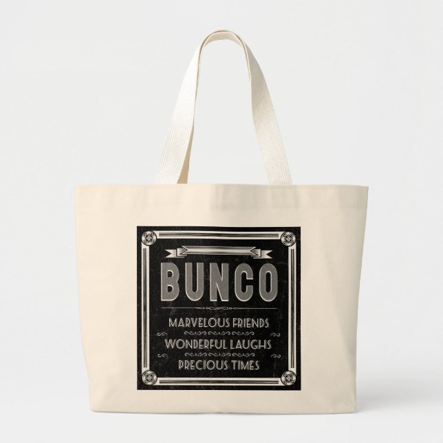 Bunco Vintage Typography Large Tote Bag (Front)