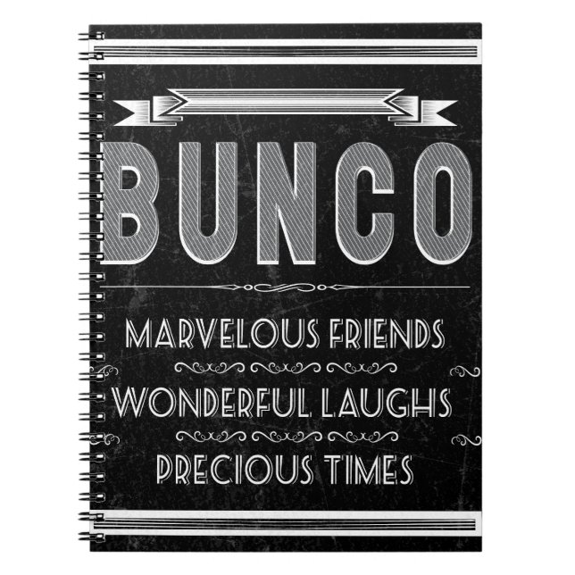 Bunco Vintage Typography Spiral Notebook (Front)