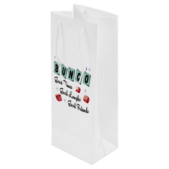 Bunco WIne Gift Retro Good Times Good Friends Bag (Back Angled)
