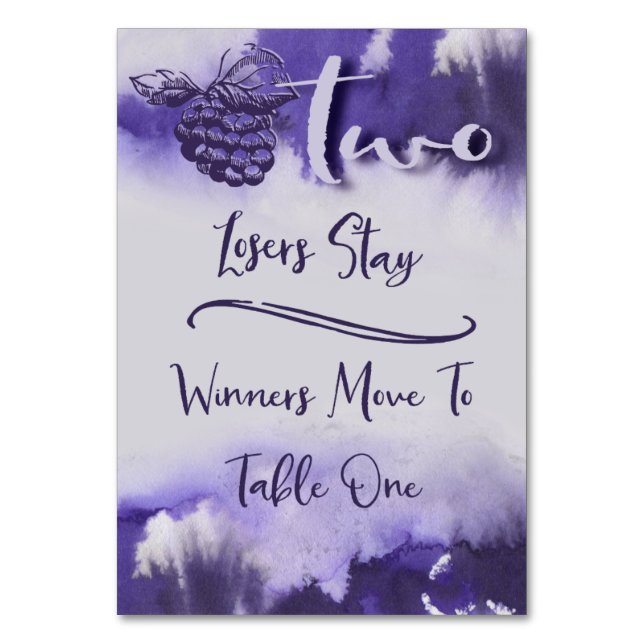 Bunco Wine Grapes Pretty Watercolor Table 2 Number (Front)