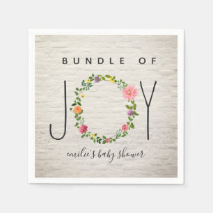 Bundle Of Joy Brick Wreath Floral Baby Shower Napkin