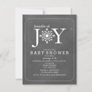 Bundle Of Joy Chalk Snowflake Winter Baby Shower Invitation