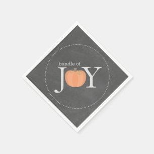 Bundle Of Joy Chalkboard Pumpkin Fall Baby Shower Napkin