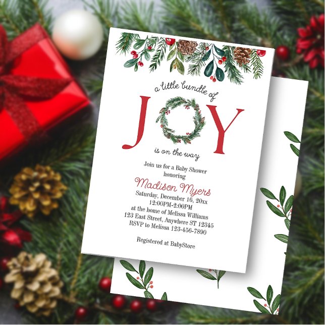 Bundle of Joy Christmas Baby Shower Invitation (Creator Uploaded)