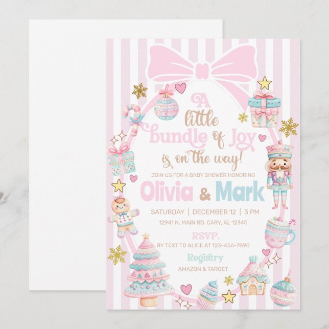 Bundle of Joy Christmas baby shower invite. Invitation (Front/Back)