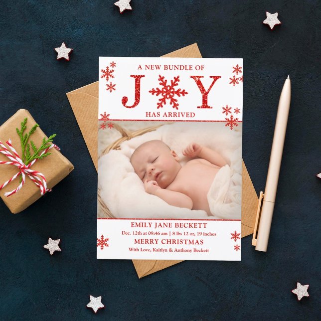Bundle Of Joy Christmas Birth Announcement (Creator Uploaded)