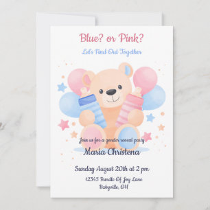 Bundle of Joy Gender Reveal Teddy Bear Invitation