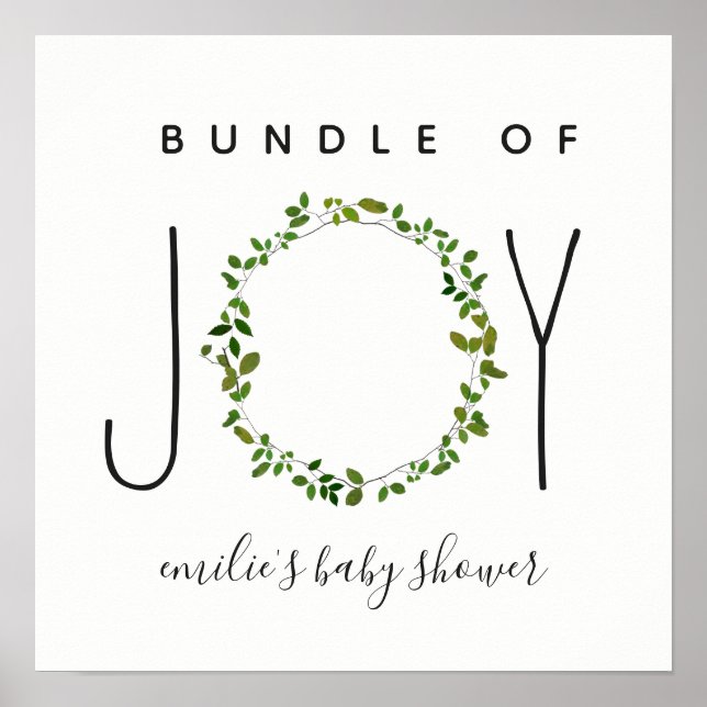 Bundle Of Joy Green Wreath Baby Shower Poster (Front)