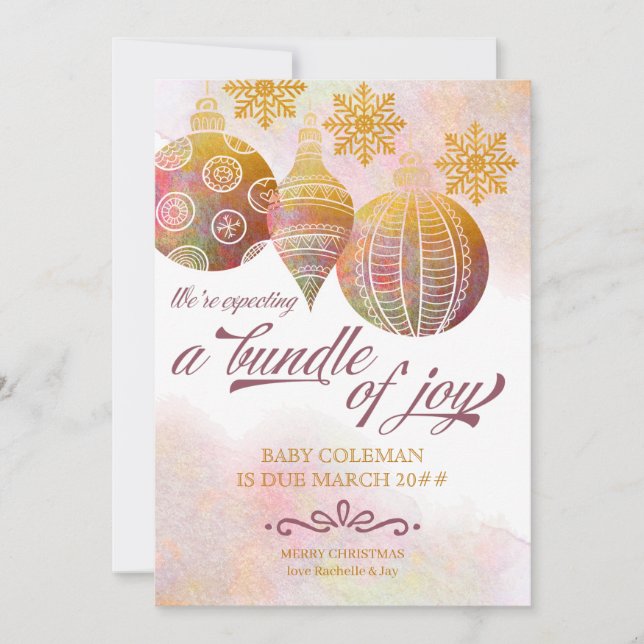 Bundle of Joy Photo Christmas Ornaments Pregnancy Announcement (Front)