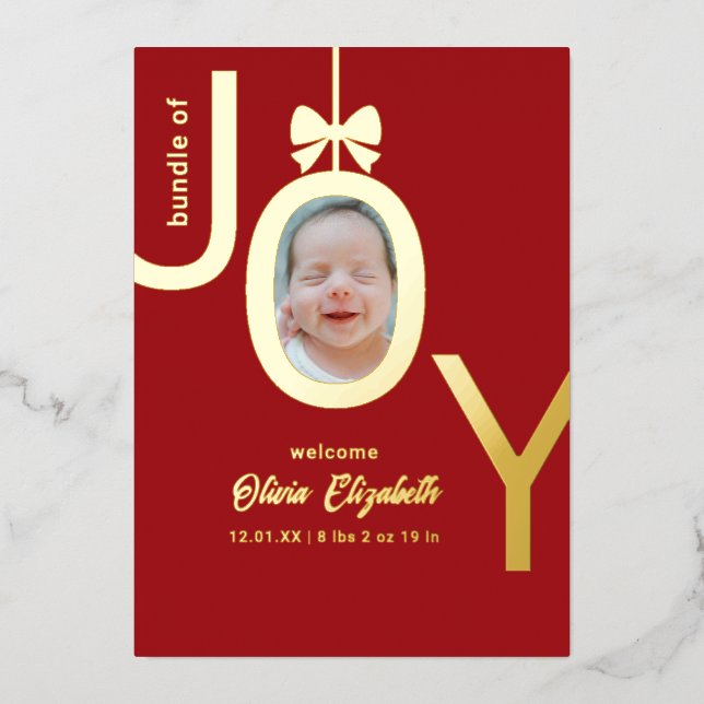 Bundle of JOY Real Gold Foil Photo Birth (Front)