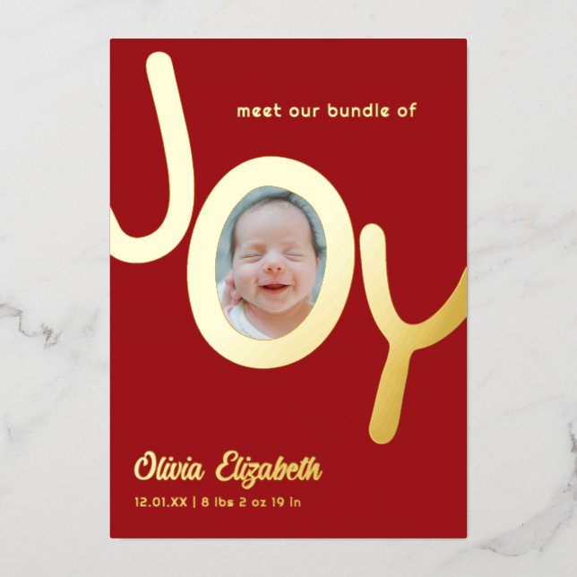 Bundle of JOY Real Gold Foil Photo Birth (Front)