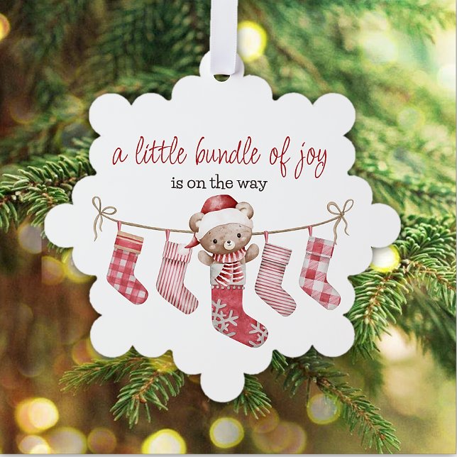 bundle of joy winter teddy bear tree decoration card (Creator Uploaded)
