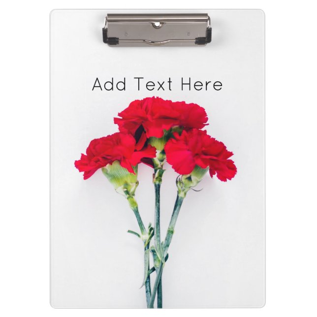 Bundle of Red Carnation Flowers Clipboard (Front)