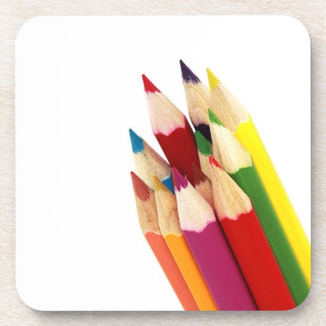 Bundled Coloured Pencils Cork Coasters (Front)