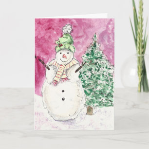 Bundled Up watercolor print greeting card