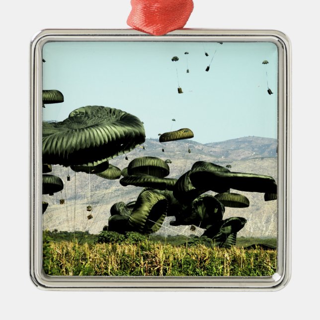 Bundles of food and water are air delivered metal tree decoration (Front)