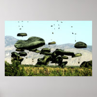Bundles of food and water are air delivered