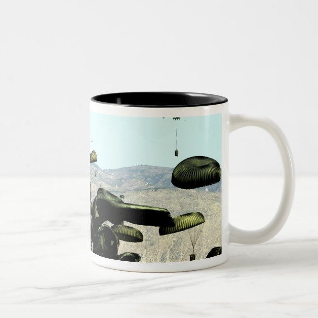 Bundles of food and water are air delivered Two-Tone coffee mug (Right)