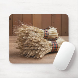 Bundles of Wheat On Wood Mouse Pad