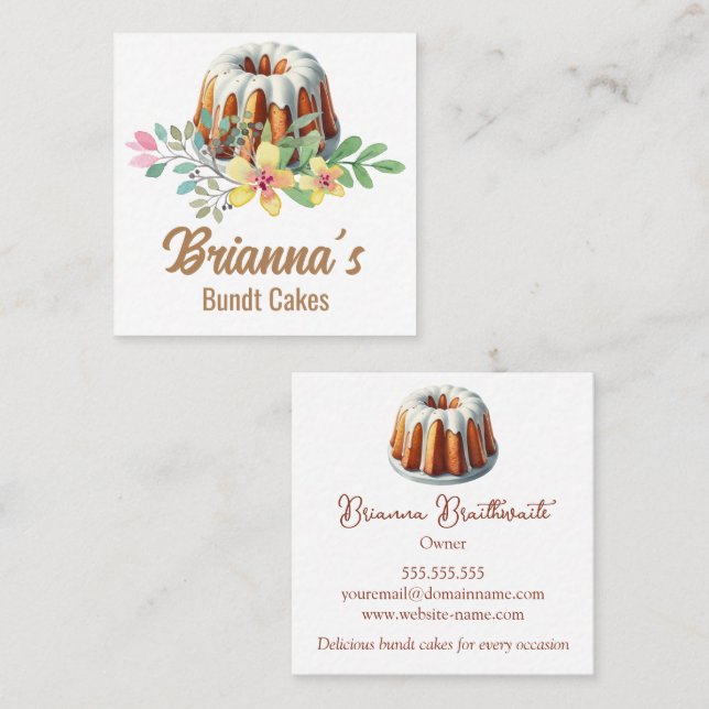 Bundt Cake Bakery Square Business Card (Front/Back)