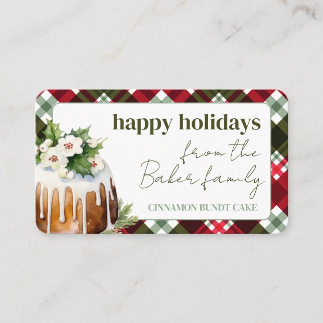  Bundt Cake Christmas Holiday Gift Recipe Card (Front)