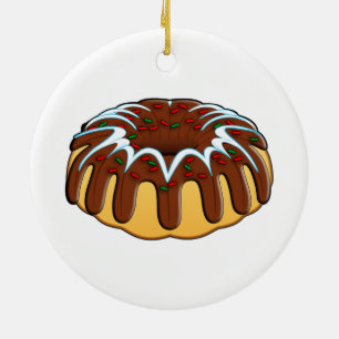Bundt Cake Decorated for Christmas Classic Round Ceramic Tree Decoration