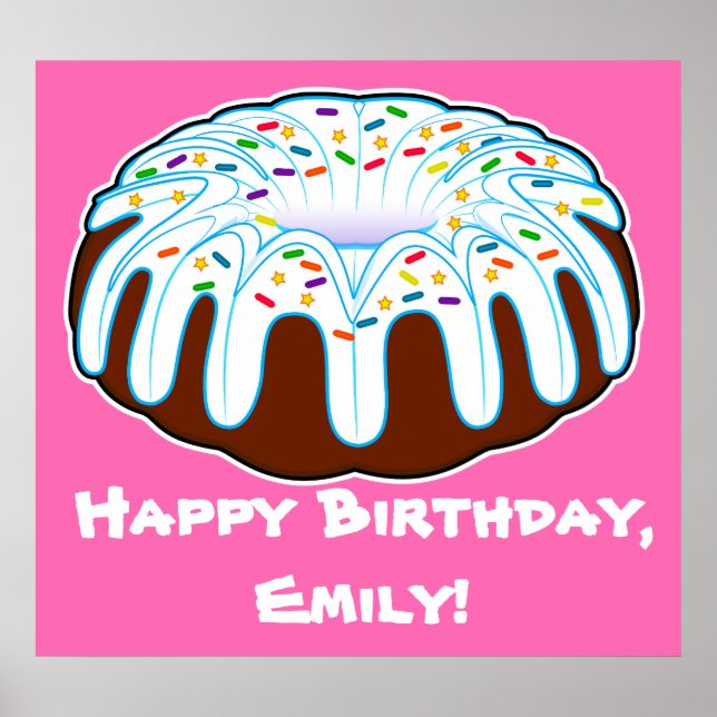 Bundt Cake for Birthday Name Customisable Poster (Front)