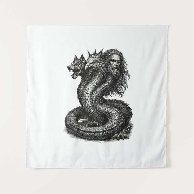 Bune Demon Three Faces, One Power Tapestry (Front)