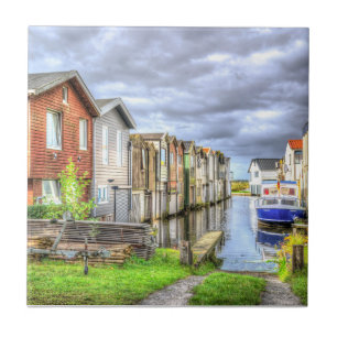 Bungalow Harbour Scenary Boat Landscape            Tile