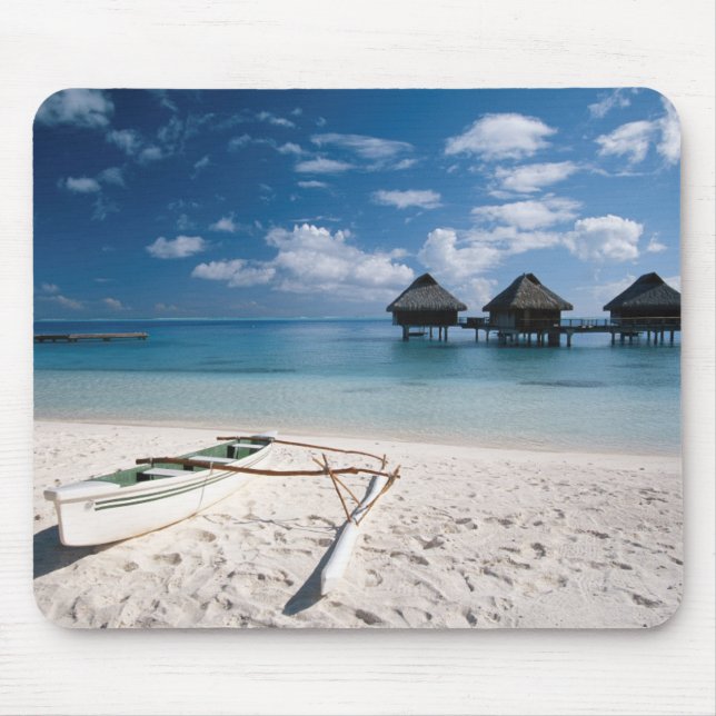 Bungalows from beach Motu Toopua Mouse Pad (Front)