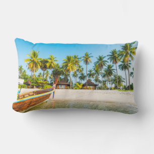 Bungalows on the Beach   Ko Mook, Thailand Lumbar Cushion