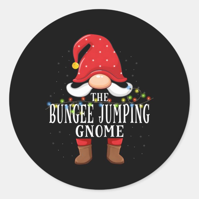 Bungee Jumg Gnome Family Pajama Classic Round Sticker (Front)