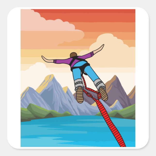 Bungee Jumping Jump To Freedom Square Sticker (Front)