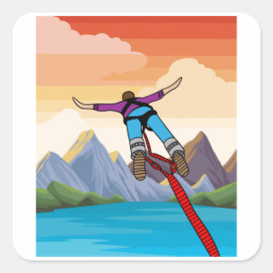Bungee Jumping Jump To Freedom Square Sticker