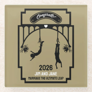 Bungee Jumping Wedding Gift Glass Coaster