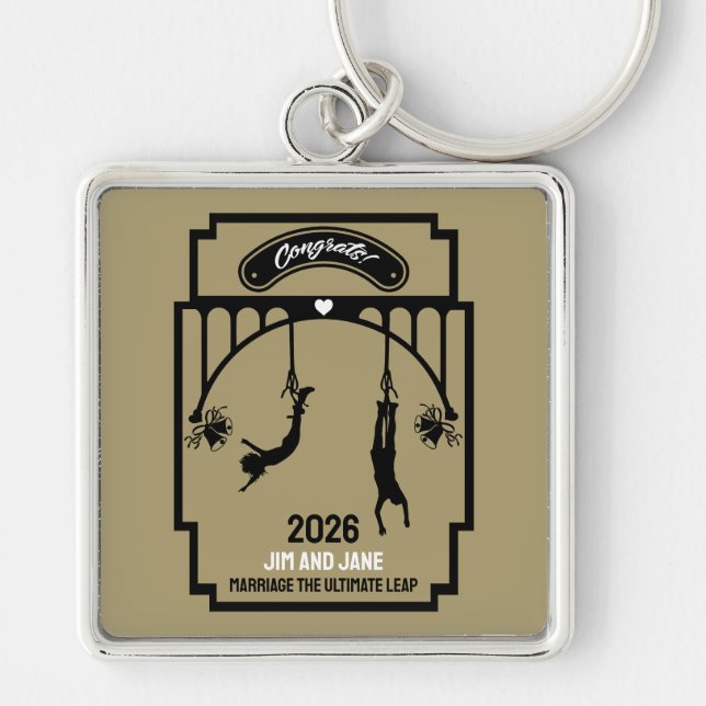 Bungee Jumping Wedding Gift Key Ring (Front)