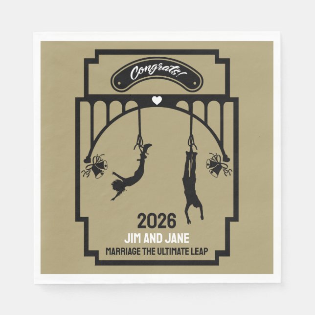 Bungee Jumping Wedding Gift Napkin (Front)