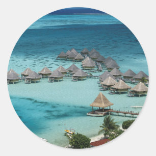 Bunglows of Beachcomber Hotel Classic Round Sticker