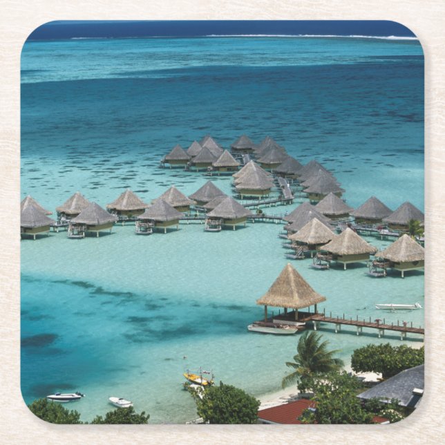 Bunglows of Beachcomber Hotel Square Paper Coaster (Front)
