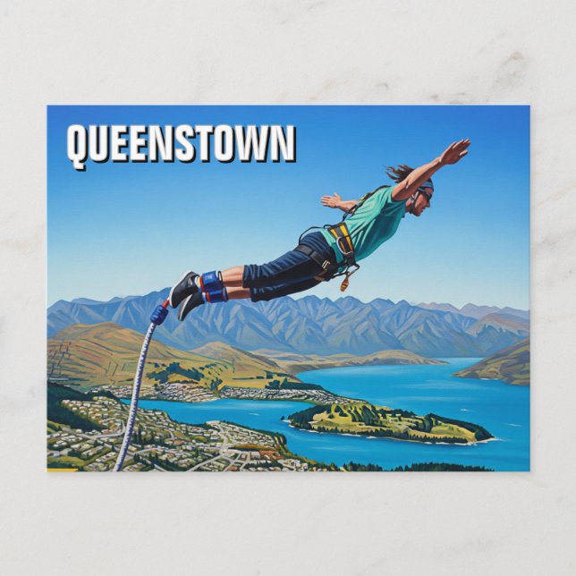 Bungy jumping in Queenstown New Zealand Travel Postcard (Front)