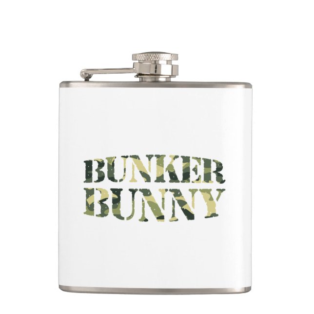 BUNKER BUNNY CAMO / CAMOUFLAGE HIP FLASK (Front)