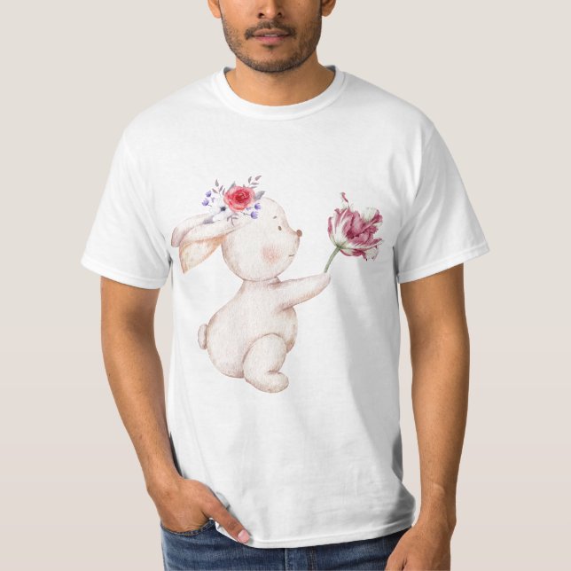 Bunnie Give Flowers T-Shirt (Front)