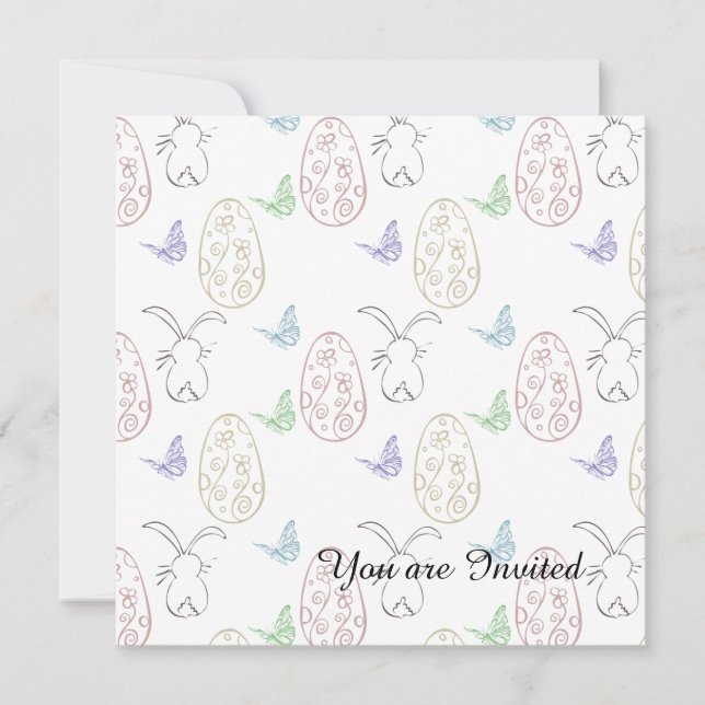 Bunnies and Eggs Invitation (Front)