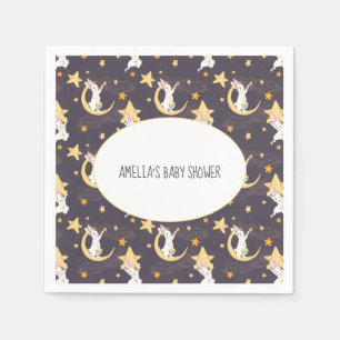 Bunnies and Gold Stars on Grey  Napkin