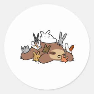 Bunnies and Sloth Classic Round Sticker