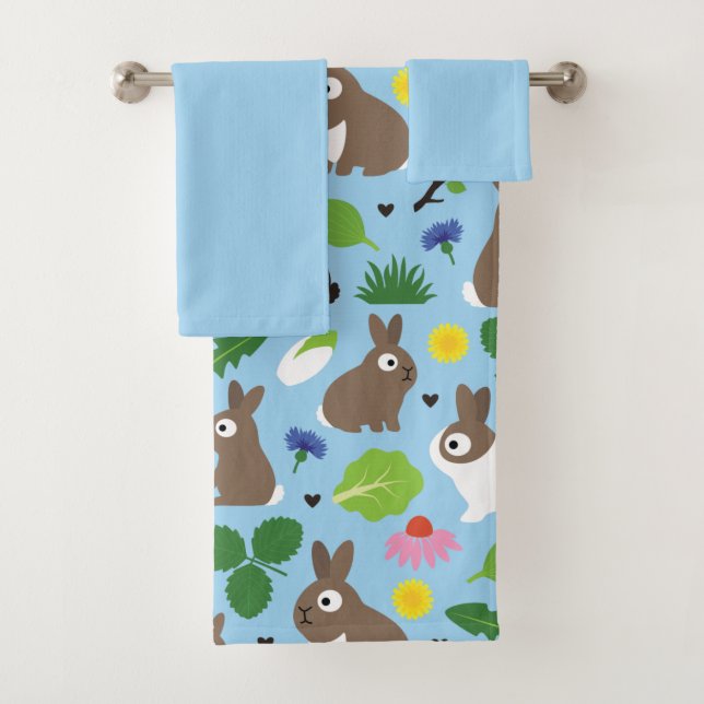 Bunnies And Their Treats Bath Towel Set (Insitu)