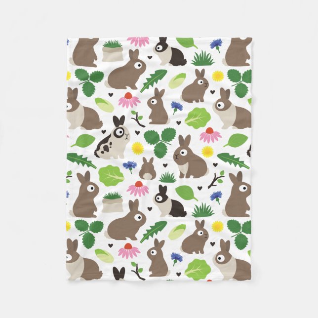 Bunnies And Their Treats Fleece Blanket (Front)