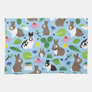 Bunnies And Their Treats Tea Towel